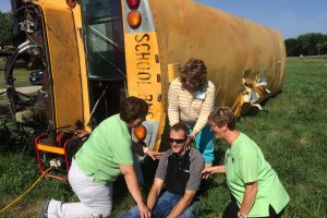 Carroll Area Nursing Service employees at bus rollover accident training
